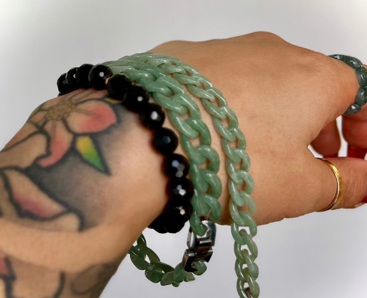 CUBAN BRACELET sea green *Silver Clasp*