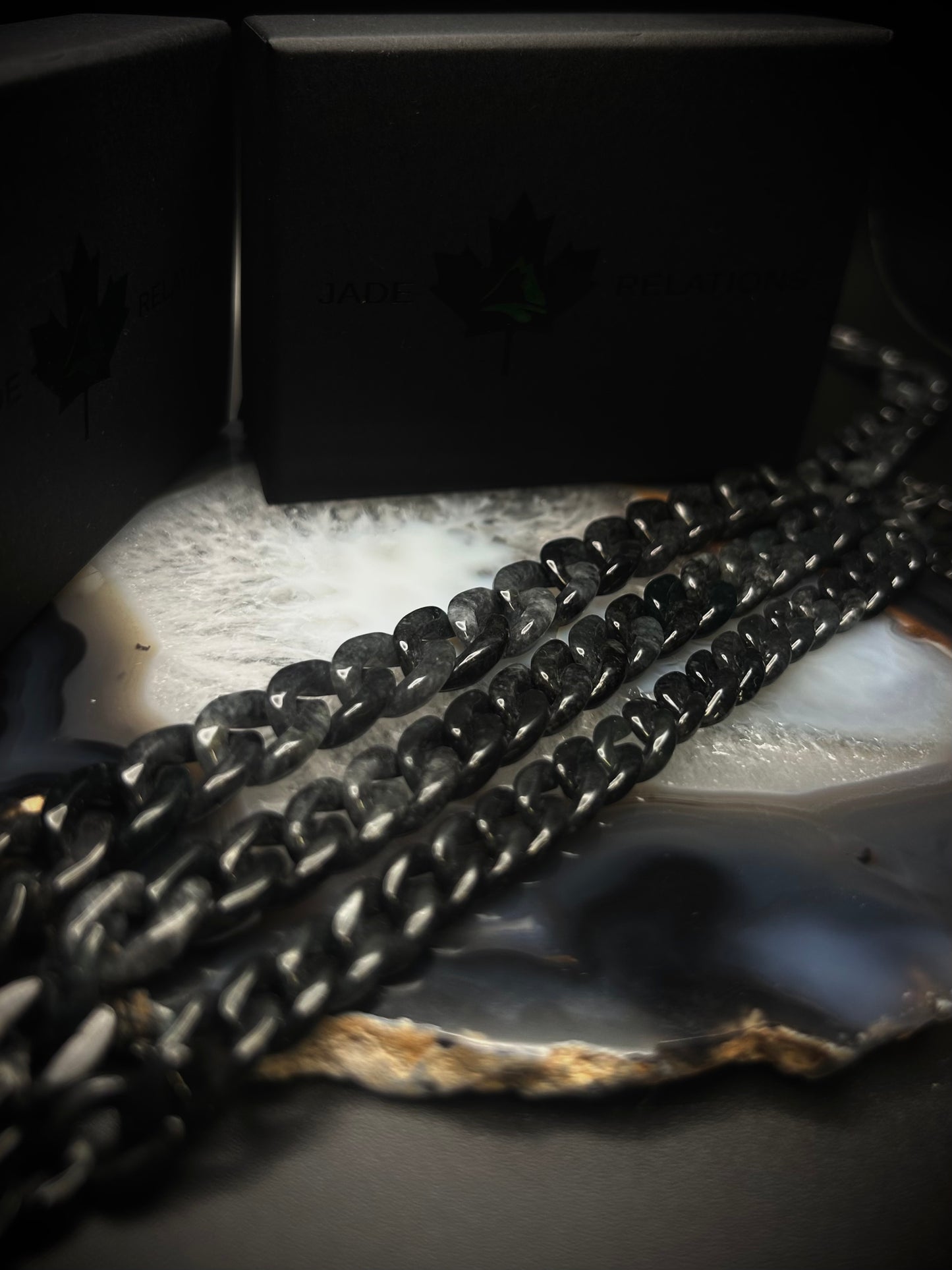 CUBAN BRACELET black jade *Silver Clasp*