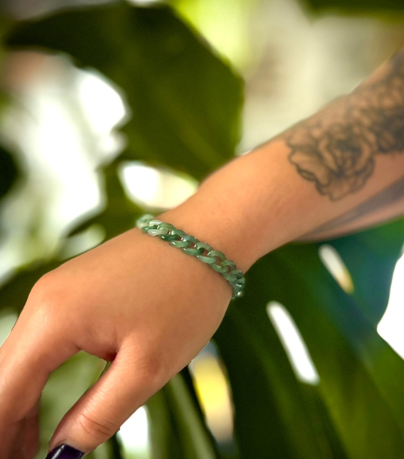 CUBAN BRACELET sea green *Silver Clasp*
