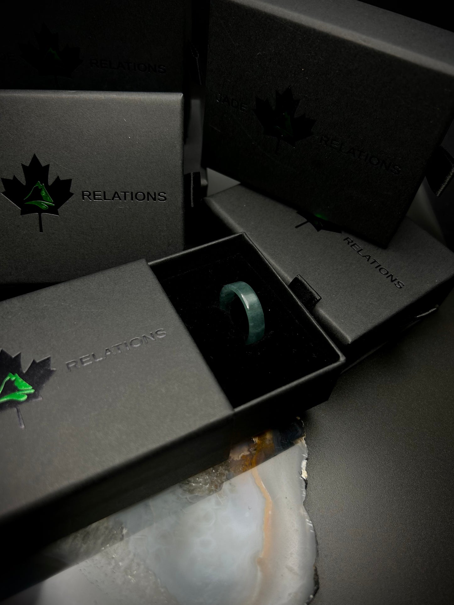 * Blue Water Flat Band Jade Ring