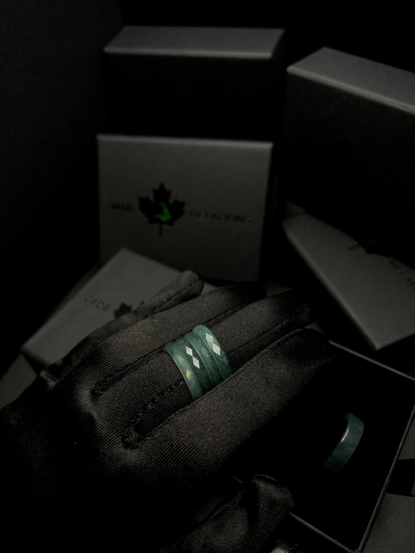 * Icy Diamond Cut Blue Water Jade Ring