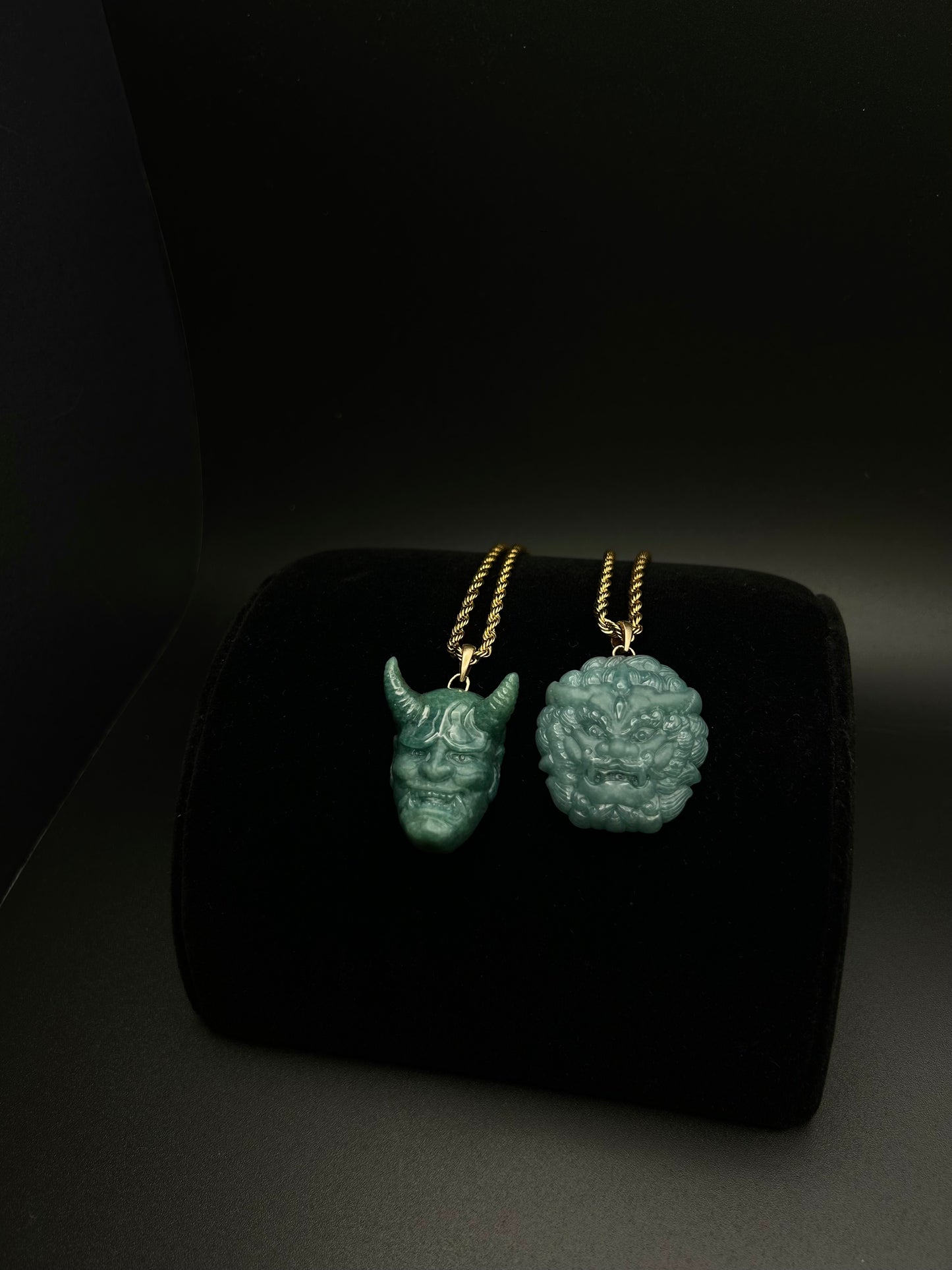 Custom for M - 2.7cm / 3.1cm Green | Blue Water Jade Pendants with Gold (2nd)