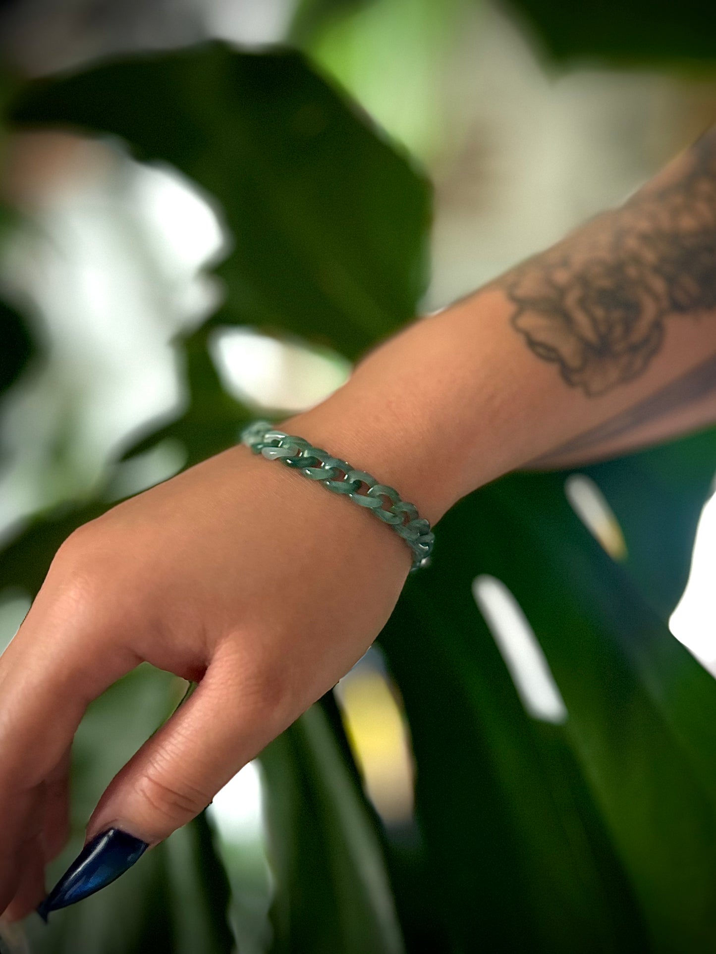 CUBAN BRACELET blue water *Silver Clasp*