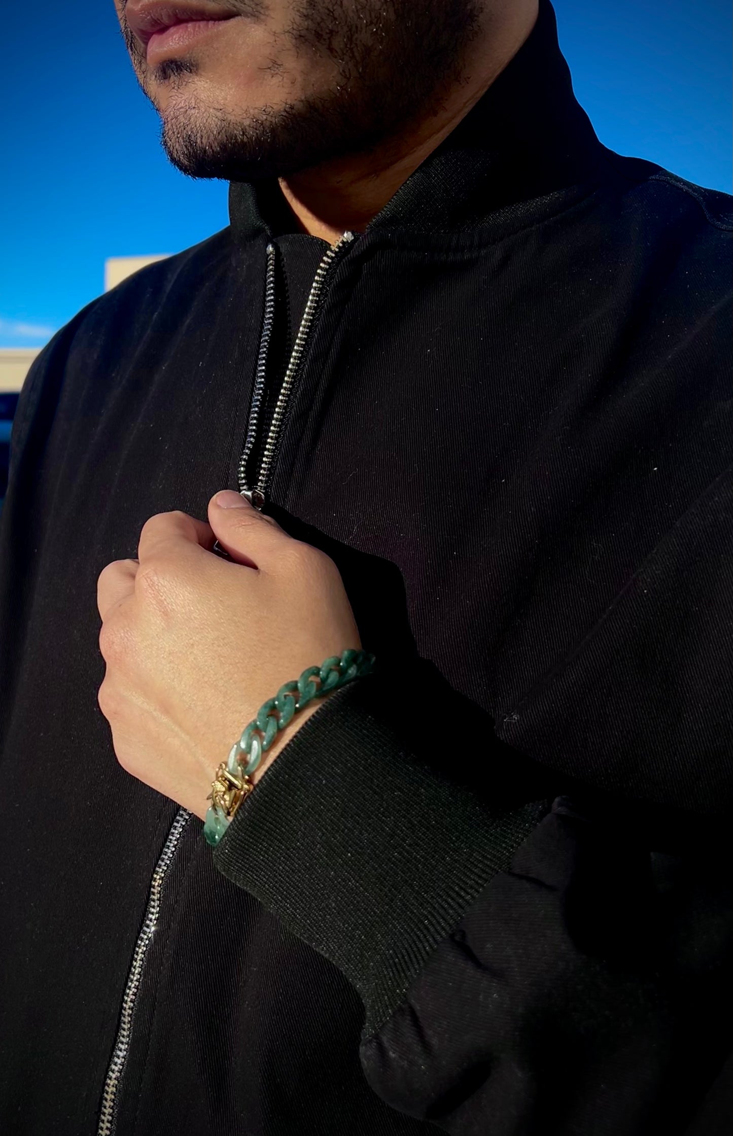 CUBAN BRACELET blue water *Gold Clasp*