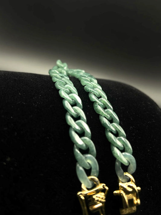 Custom 20in 8MM Sea Green Jade Cuban Chain