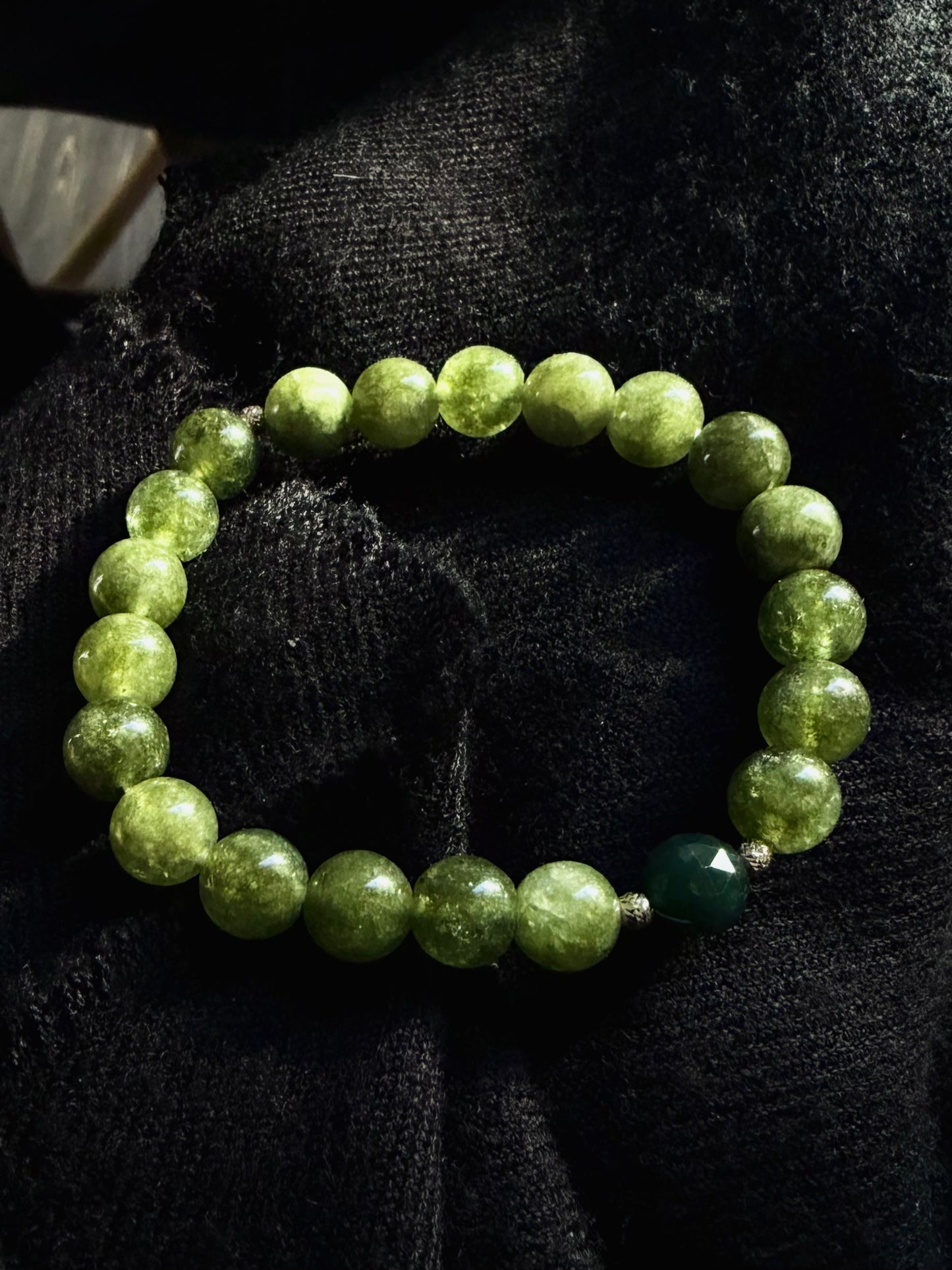 Green Jade Bracelet with 14K Solid Gold