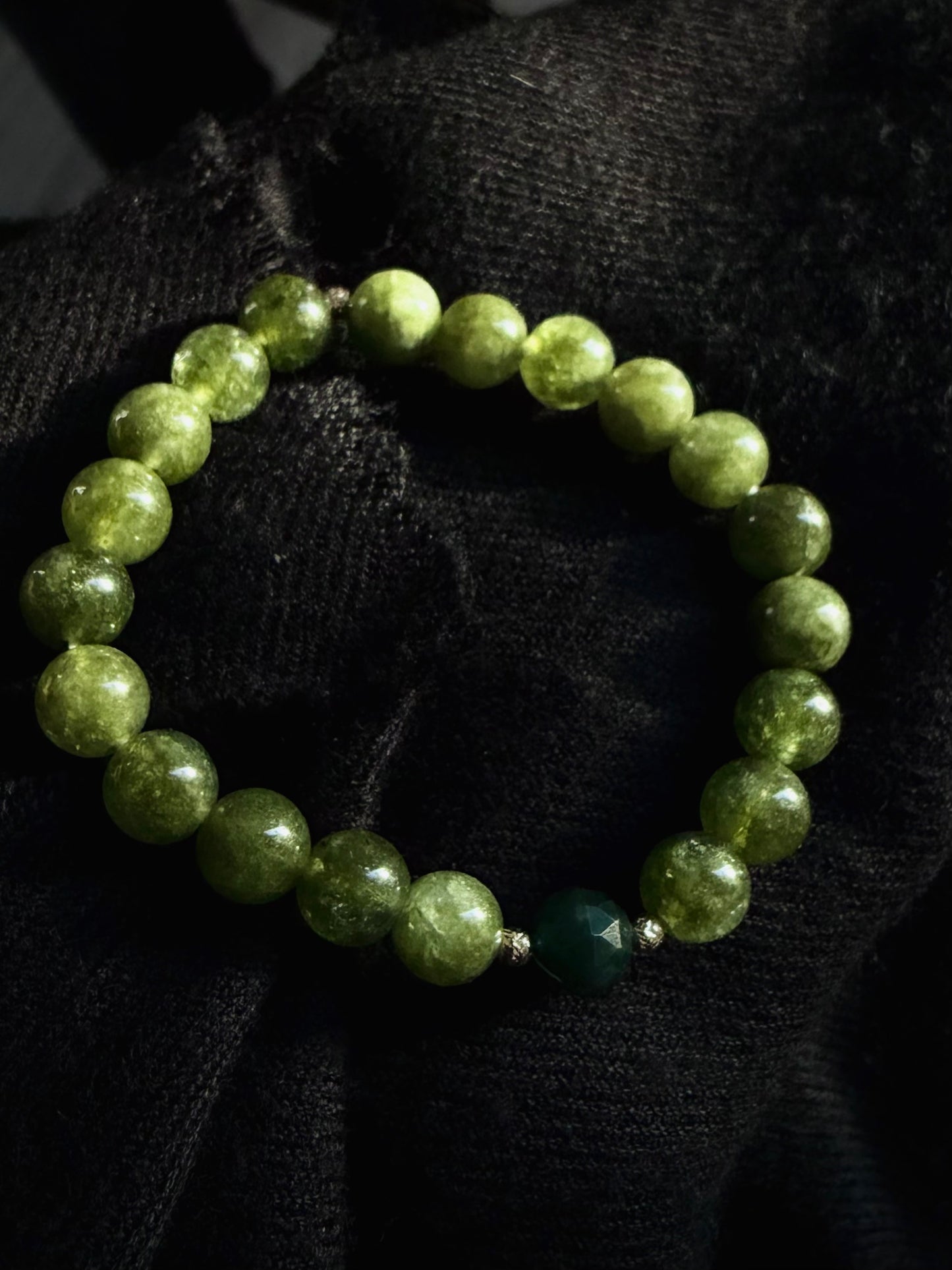 Green Jade Bracelet with 14K Solid Gold
