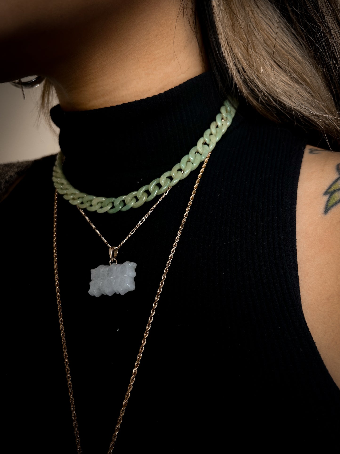 jade cuban necklace women